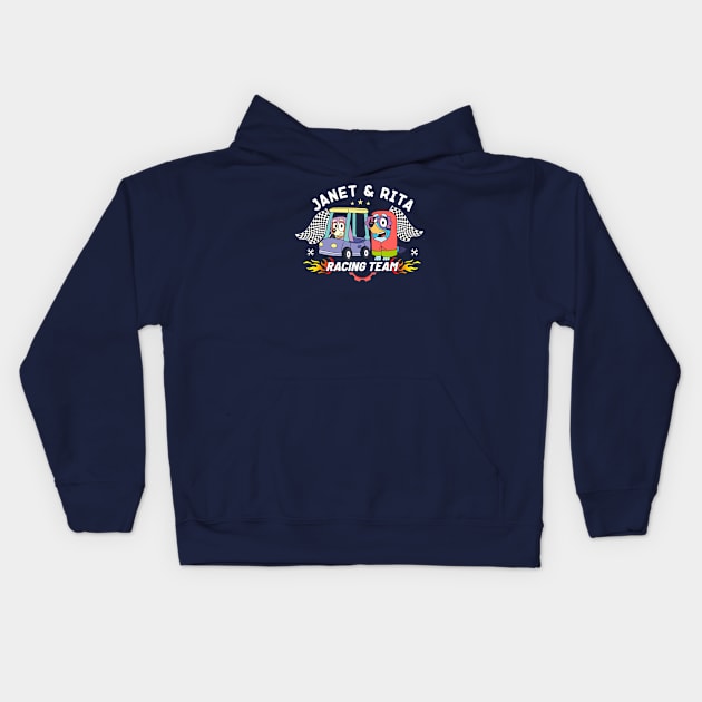 Janet and Rita Racing Team, Bluey Grannies Kids Hoodie by flataffex